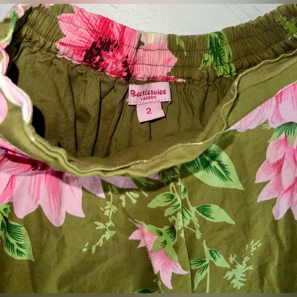 Beetlejuice London Floral Green and Pink Skirt - Picture 3 of 5